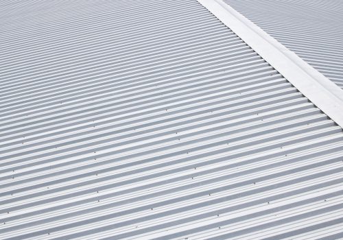 Corrugated metal roof closeup, background or texture